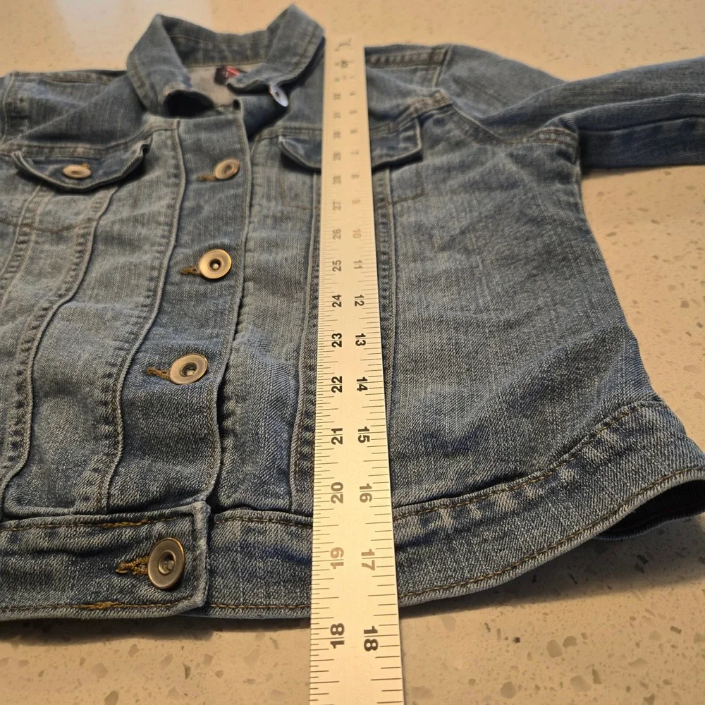 The Childrens Place Girls L 10/12 Denim Jacket Medium Wash Blue Stretch